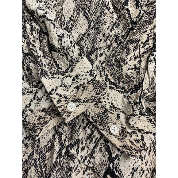 Ava & Viv Womens Plus Size Tan Snake Print Long Sleeves Blouse Tie-Neck Top - Picture 10 of 11